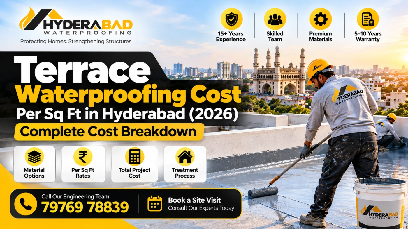 Terrace Waterproofing Cost Per Sq Ft in Hyderabad (2026): Complete Cost Breakdown